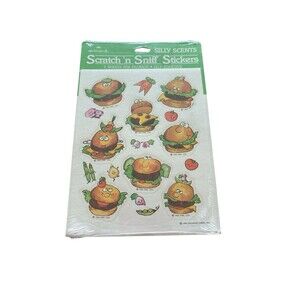 Vintage 1983 Hallmark Silly Scents Scratch N Sniff Stickers Hamburgers *New